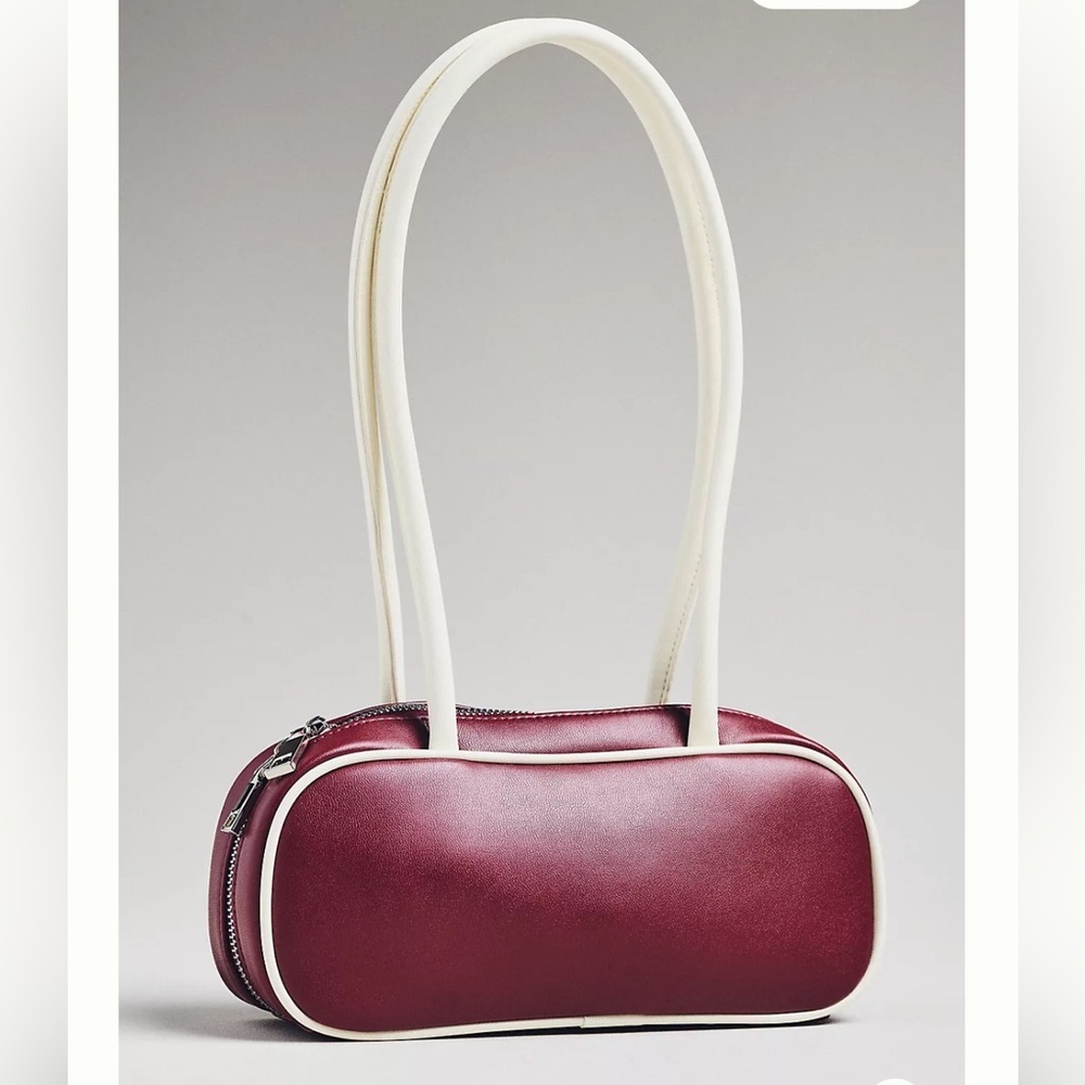 Anthropologie Melie Bianco Two-Tone Shoulder Bag Burgundy White